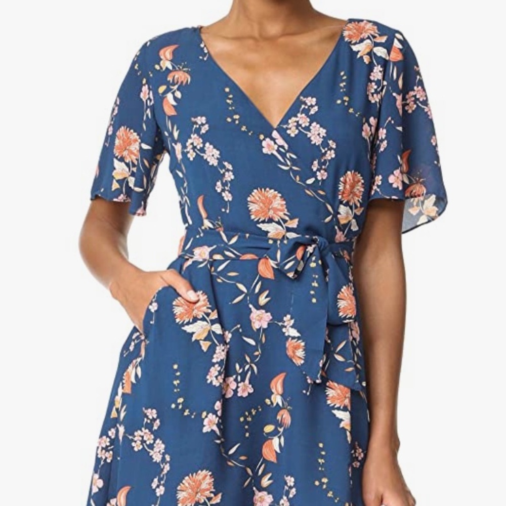 BB DAKOTA Women's Laselle Cherry Blossom Printed Wrap Dress size 4